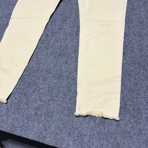 LOFT Women's Yellow Cropped Skinny Jeans Size 6 Raw Hem Stretch - Picture 3 of 10